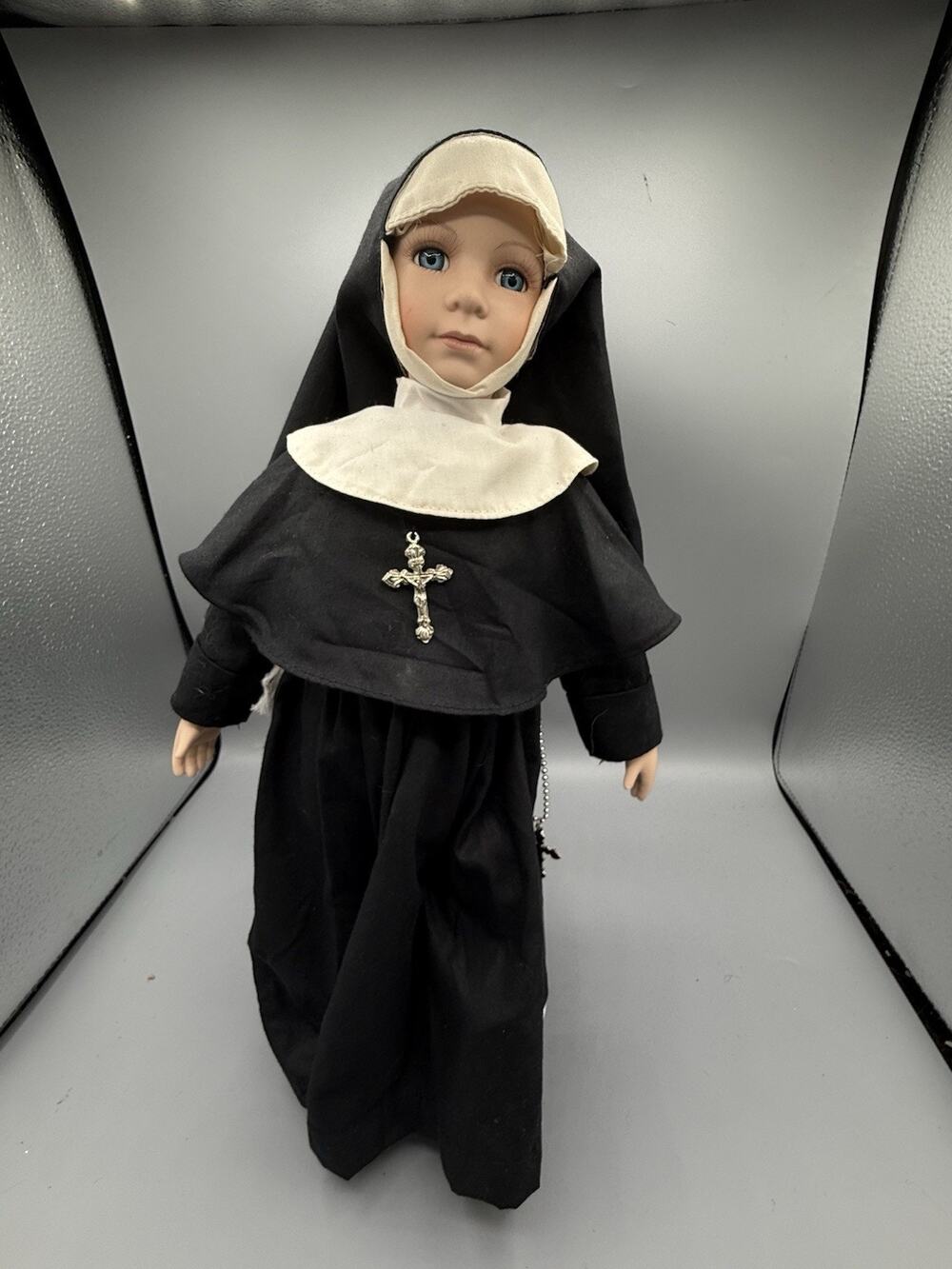 Catholic Nun Doll 18” Religious Collector Doll Habit Crucifix Rosary
